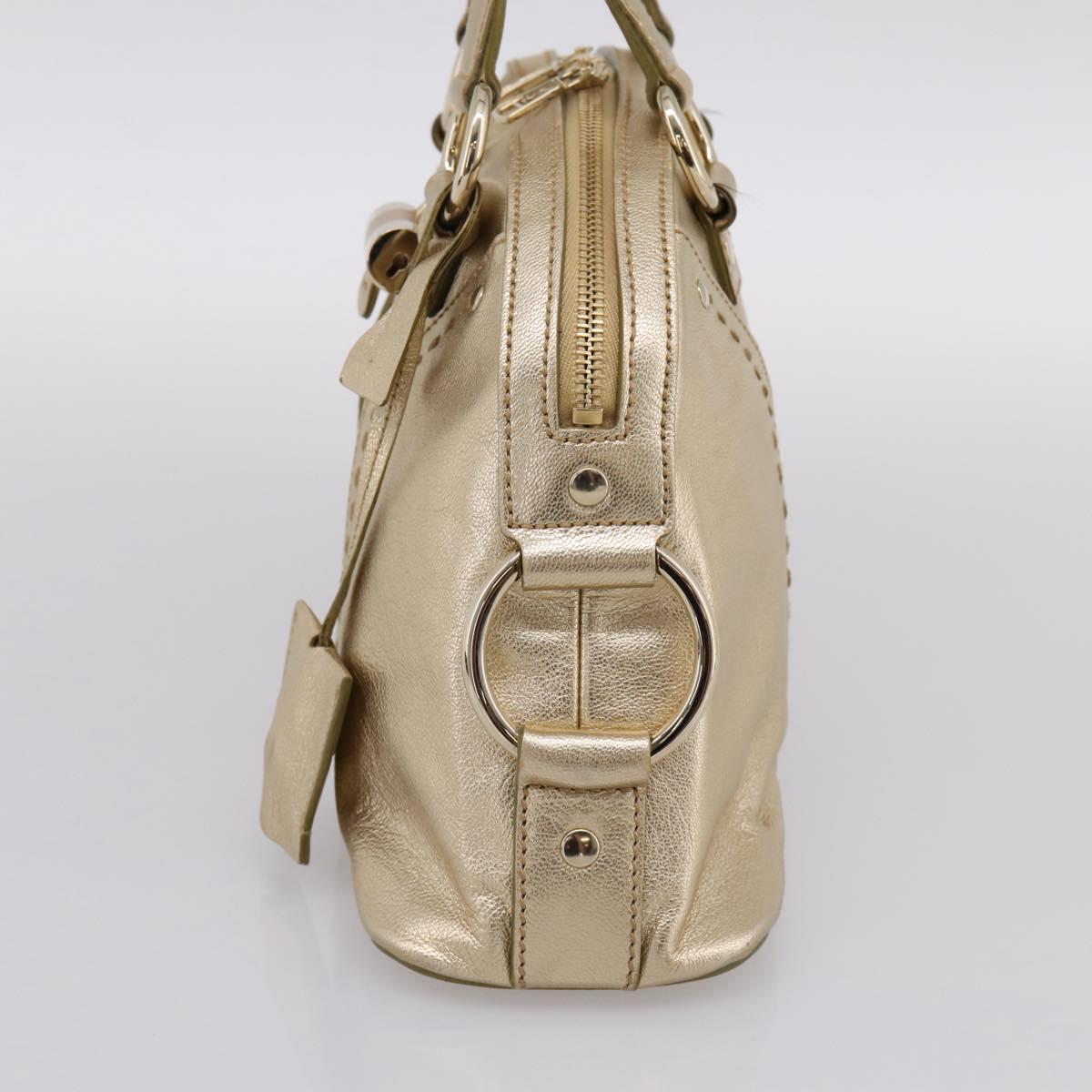 SAINT LAURENT Muse Hand Bag Leather Gold 160950 Auth BA14800V