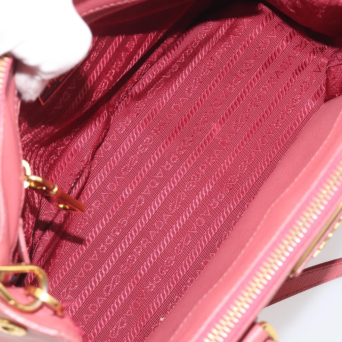 PRADA Hand Bag Saffiano 2way Pink Gold Tone Auth BA14801M