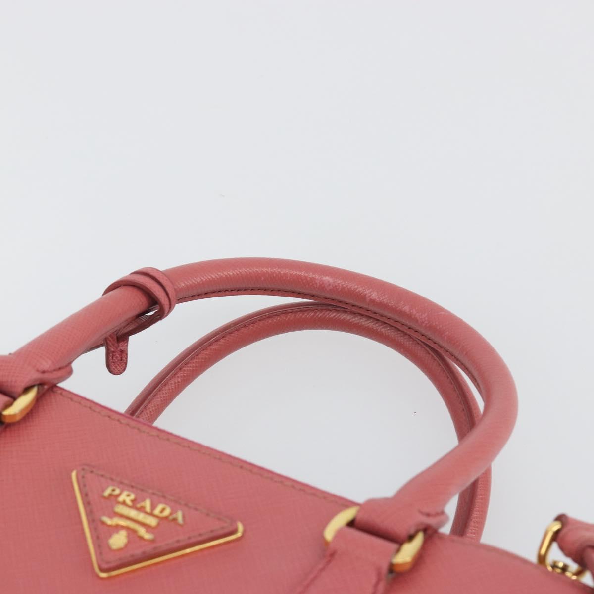 PRADA Hand Bag Saffiano 2way Pink Gold Tone Auth BA14801M