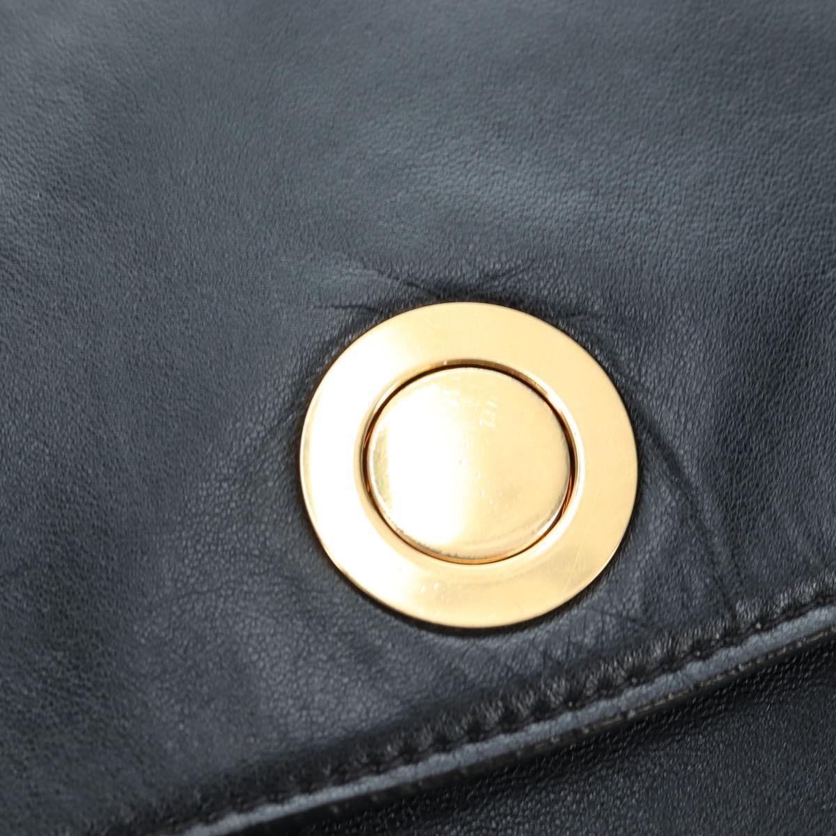 CELINE Chain Shoulder Bag Leather Black Gold Tone Auth BA14803V
