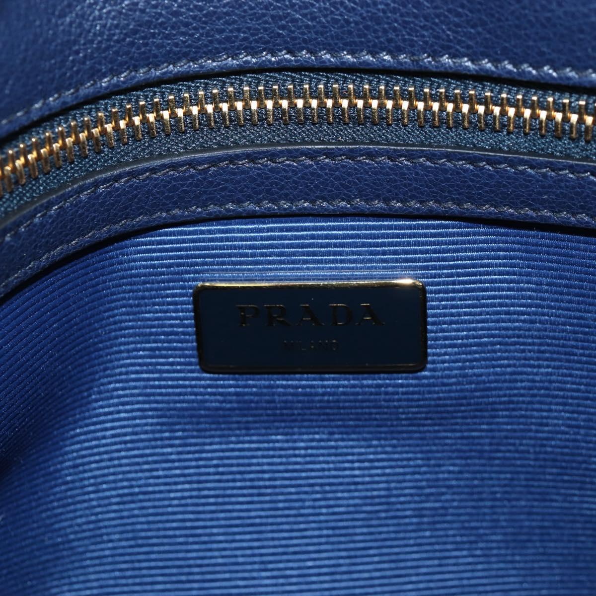 PRADA Vitterodino Hand Bag Leather 2way Navy Gold Tone Auth BA14804V