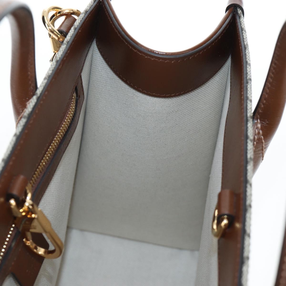 GUCCI GG Supreme Tote Bag PVC Leather 2way Beige Gold Tone 659983 Auth BA14805V