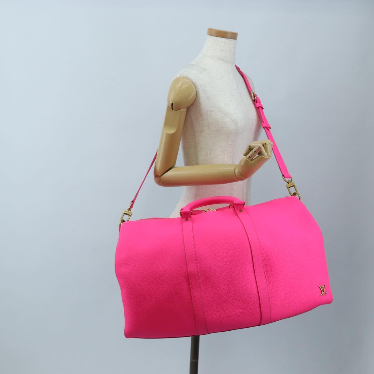 LOUIS VUITTON Keepall Bandouliere 50 Taurillon Fuchsia M56925 Auth BA14808SM