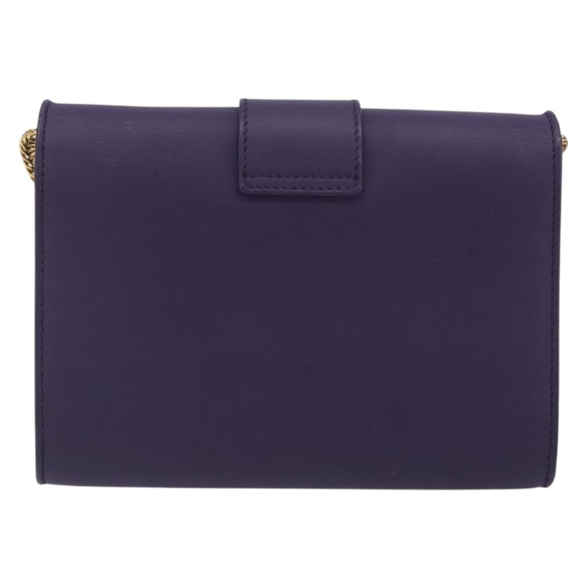 SAINT LAURENT Chain Shoulder Bag Leather Purple Gold Tone 311215 Auth BA14810V