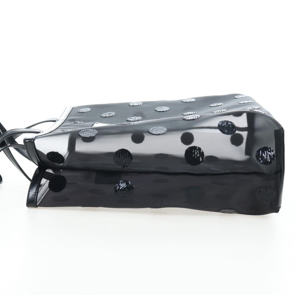 PRADA Polka Dots Tote Bag Mesh Black Auth BA14815M