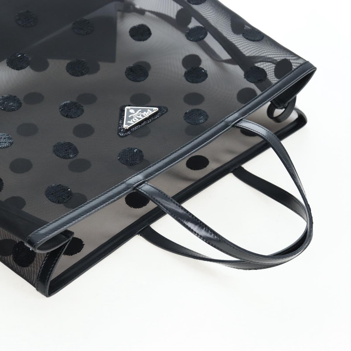 PRADA Polka Dots Tote Bag Mesh Black Auth BA14815M
