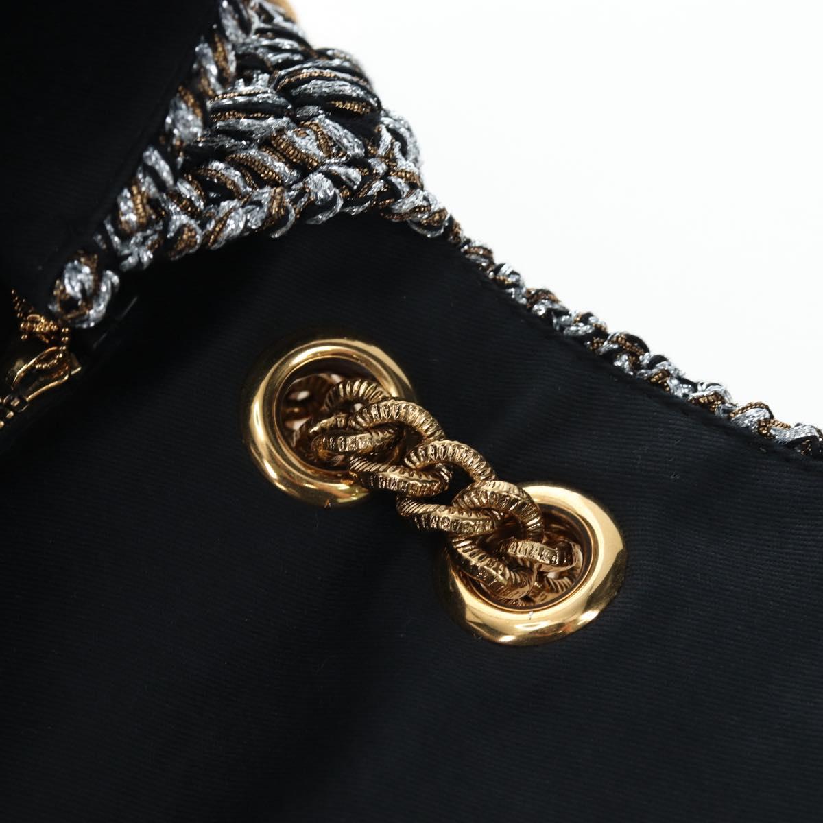 DOLCE&GABBANA Devotion Chain Shoulder Bag Tweed Black Gold Tone Auth BA14821SAM
