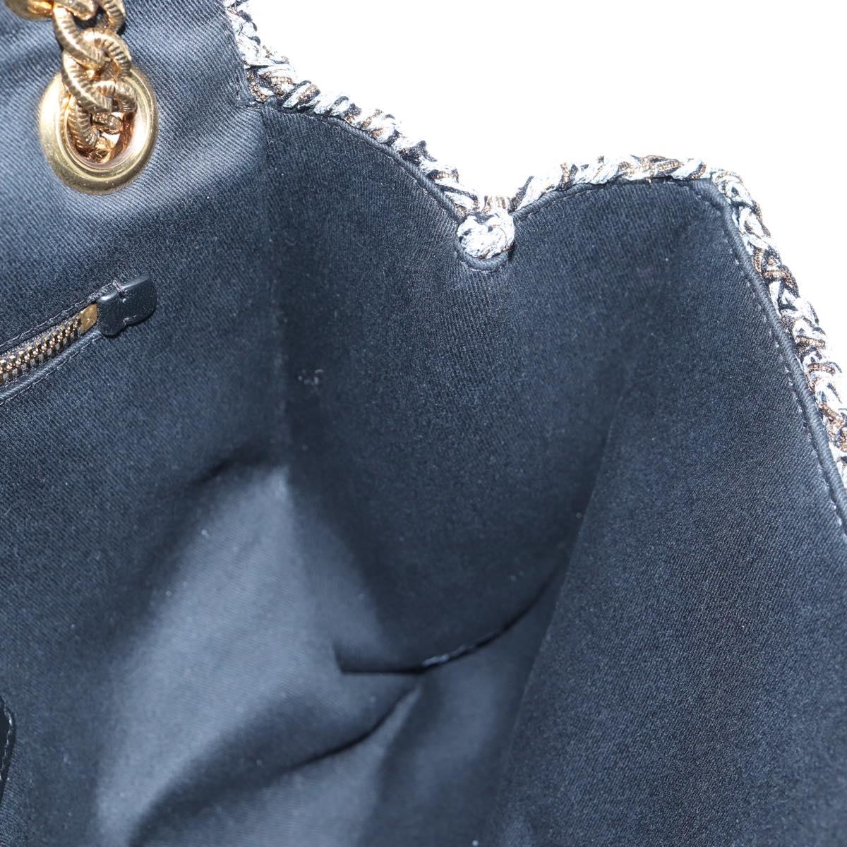DOLCE&GABBANA Devotion Chain Shoulder Bag Tweed Black Gold Tone Auth BA14821SAM