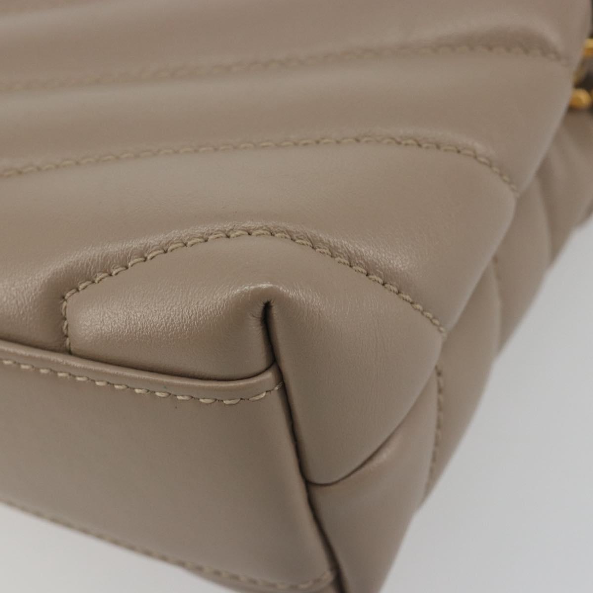 SAINT LAURENT Lulu Shoulder Bag Leather Beige Gold Tone 467072 Auth BA14823V