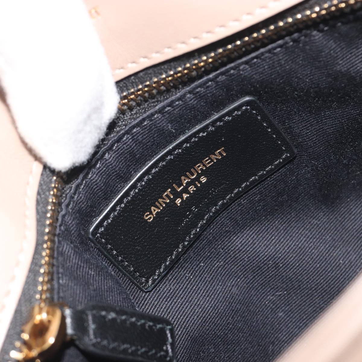 SAINT LAURENT Lulu Shoulder Bag Leather Beige Gold Tone 467072 Auth BA14823V