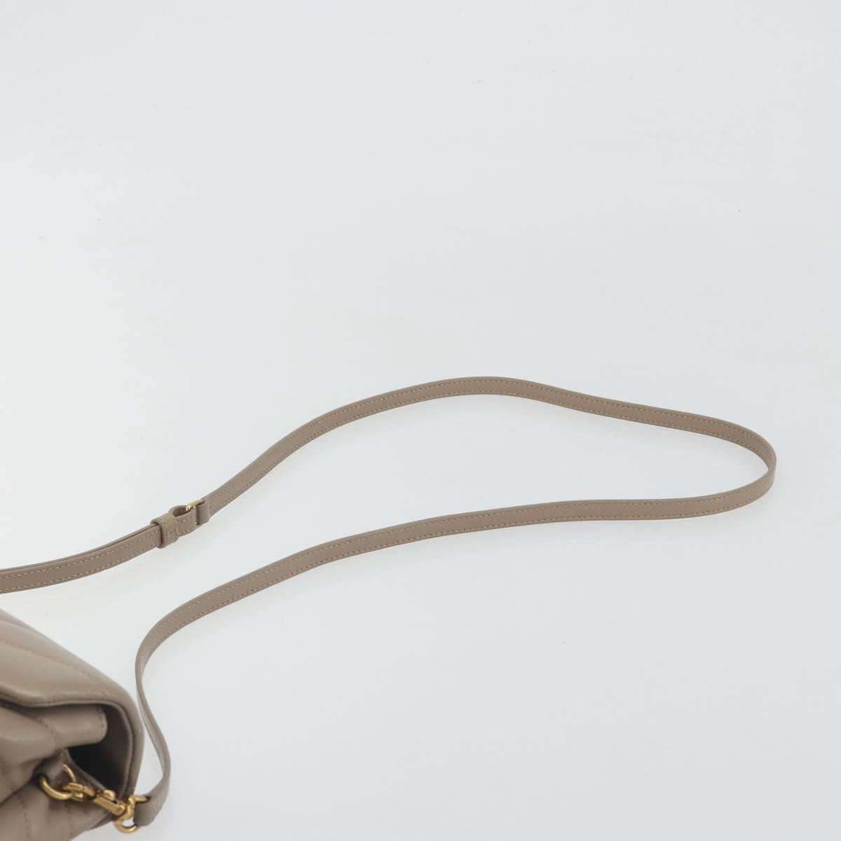 SAINT LAURENT Lulu Shoulder Bag Leather Beige Gold Tone 467072 Auth BA14823V