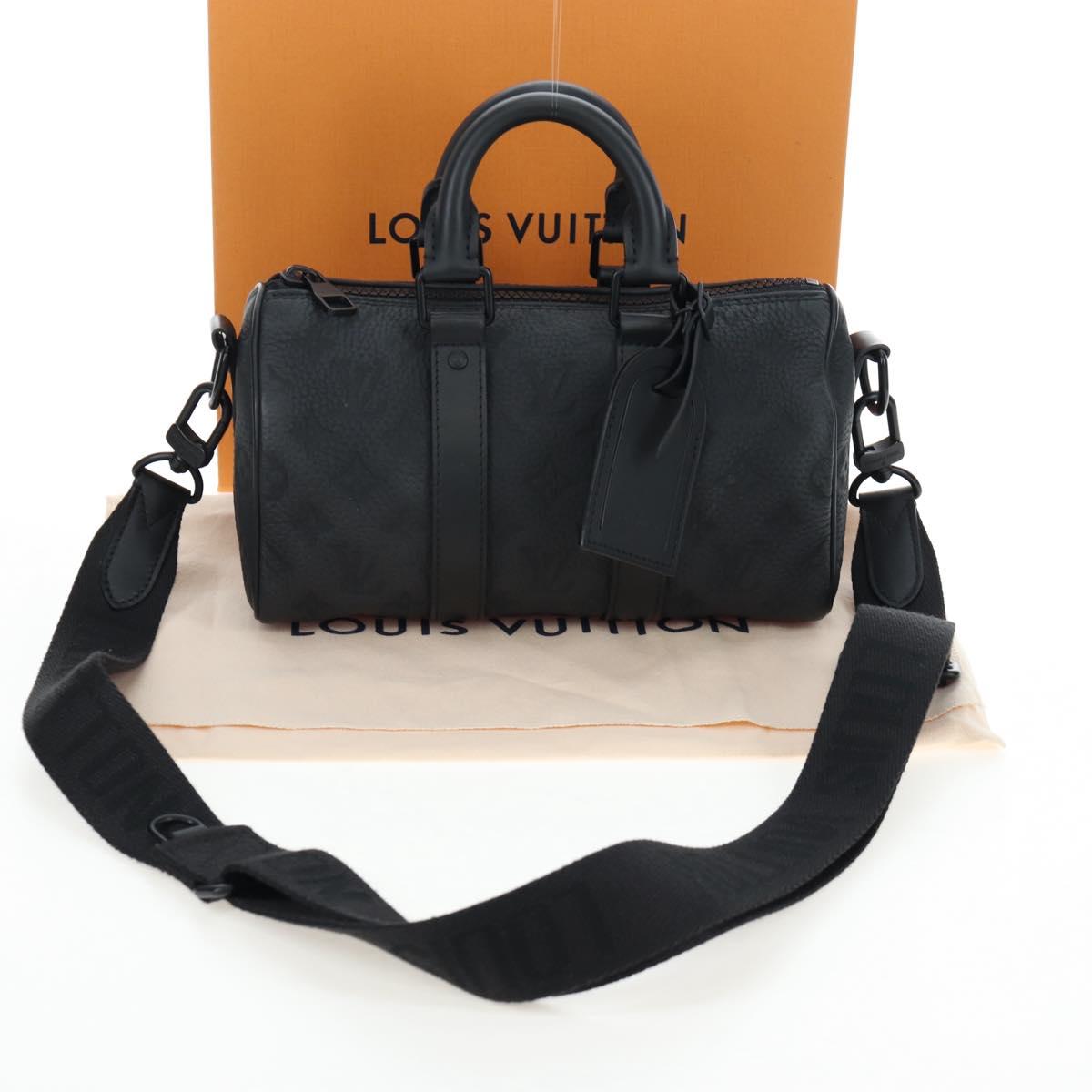 LOUIS VUITTON Monogram Taurillon Keepall Bandouliere 25 M20900 LV Auth BA14824SM
