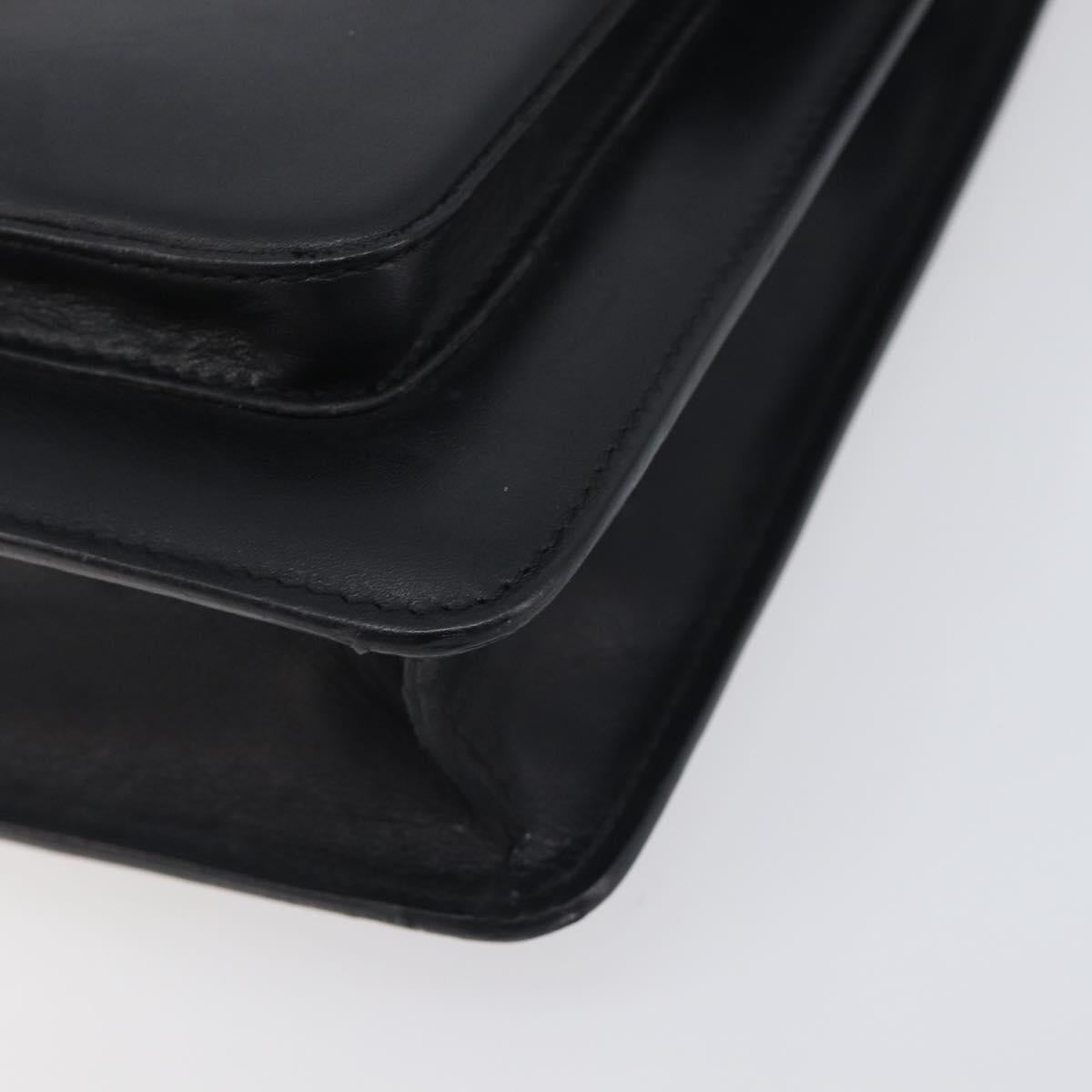 VERSACE Hand Bag Leather 2way Black Silver Auth BA14829