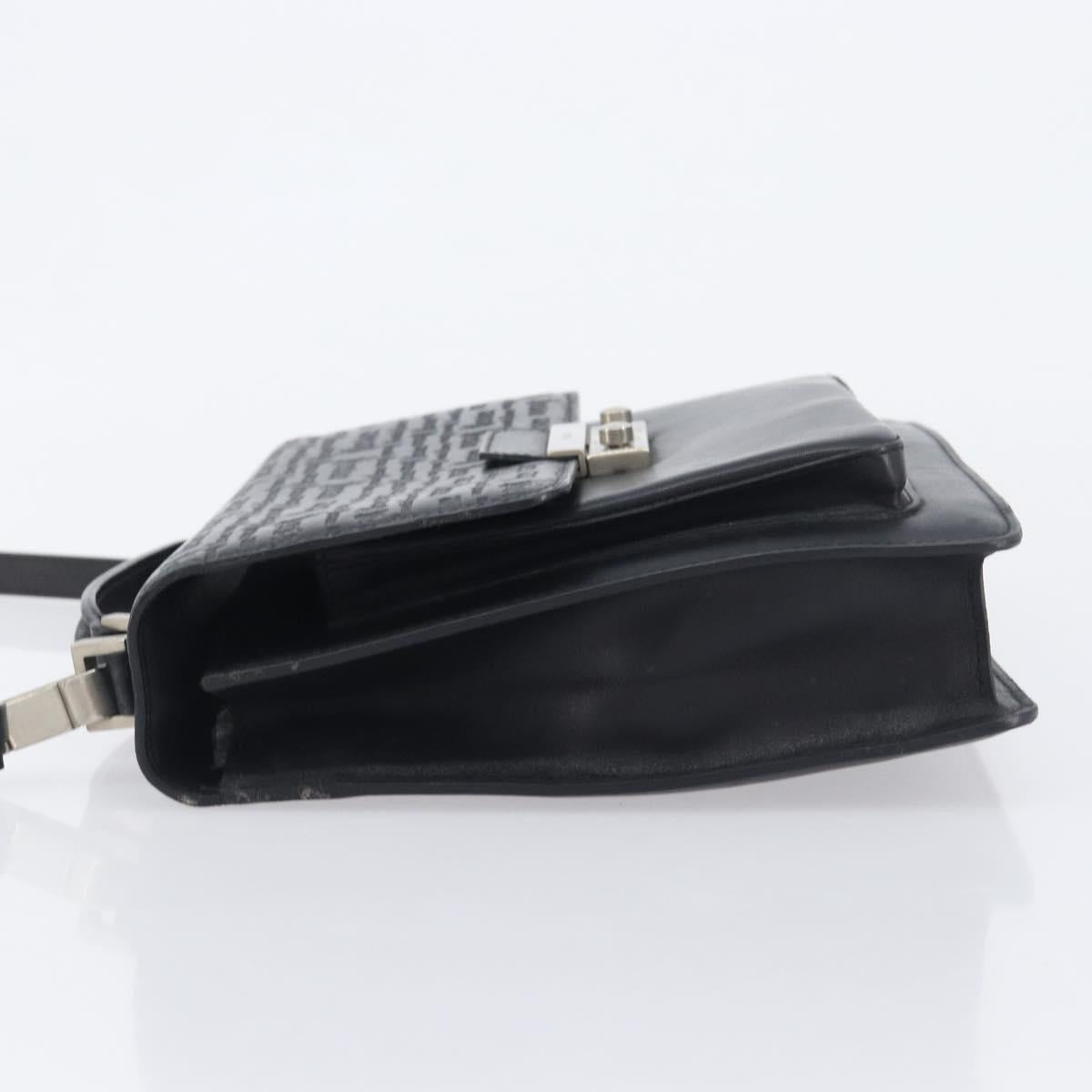 VERSACE Hand Bag Leather 2way Black Silver Auth BA14829