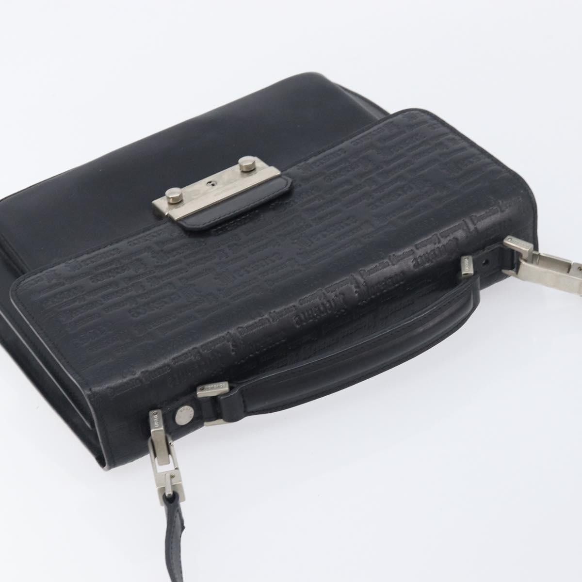 VERSACE Hand Bag Leather 2way Black Silver Auth BA14829