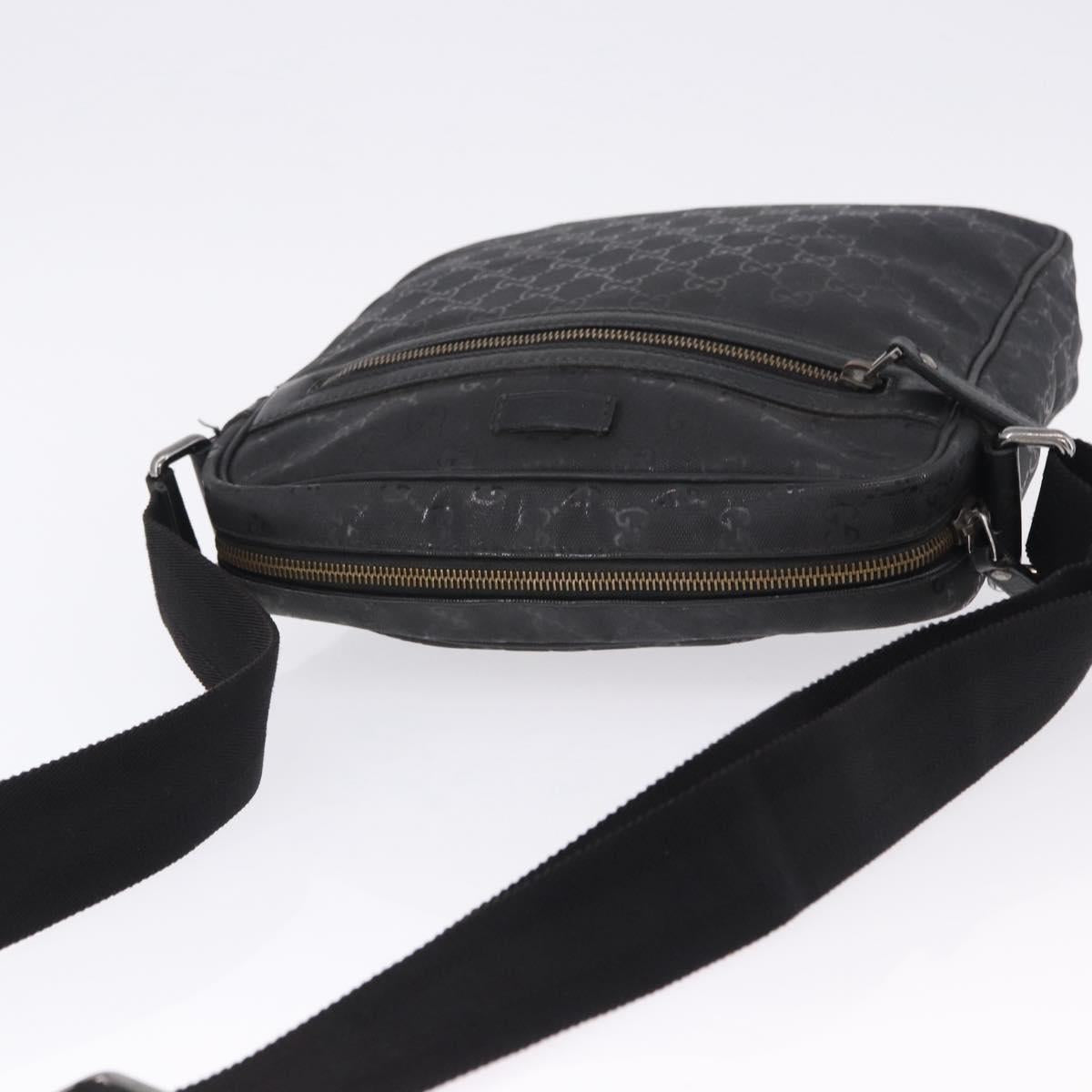 GUCCI GG Implementation Shoulder Bag PVC Black Silver 201448 Auth BA14830