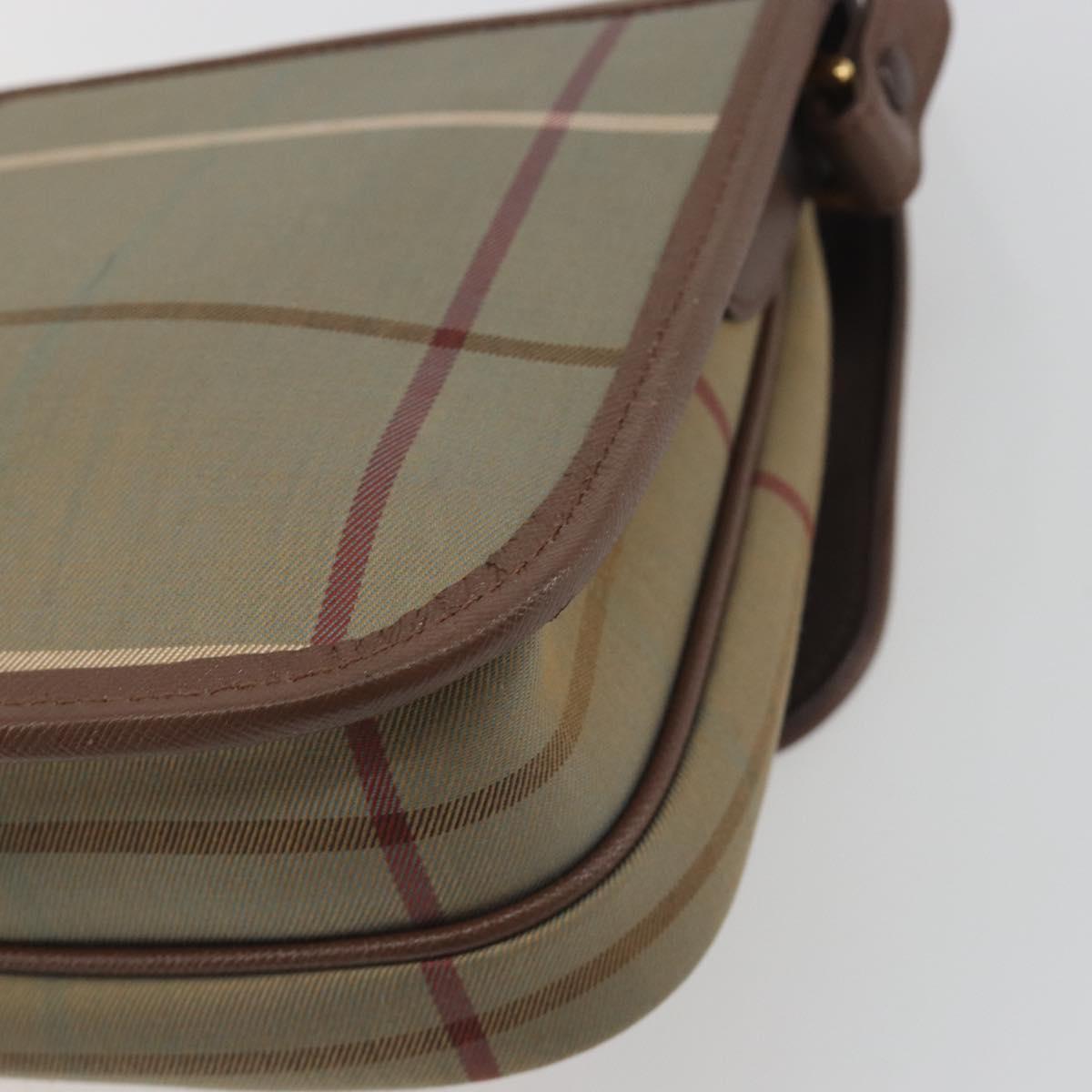 Burberrys Nova Check Shoulder Bag Canvas Beige Gold Tone Auth BA14831