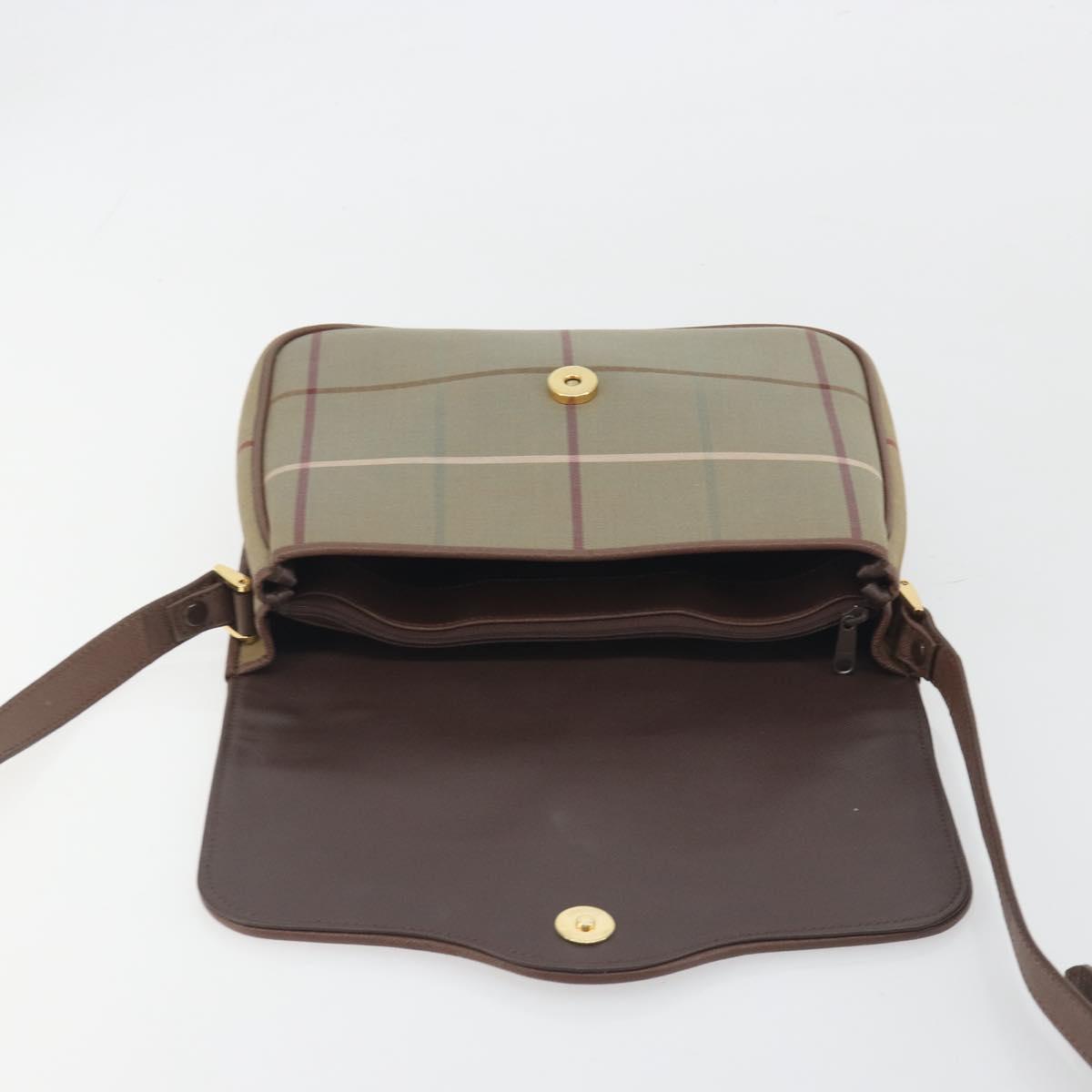 Burberrys Nova Check Shoulder Bag Canvas Beige Gold Tone Auth BA14831
