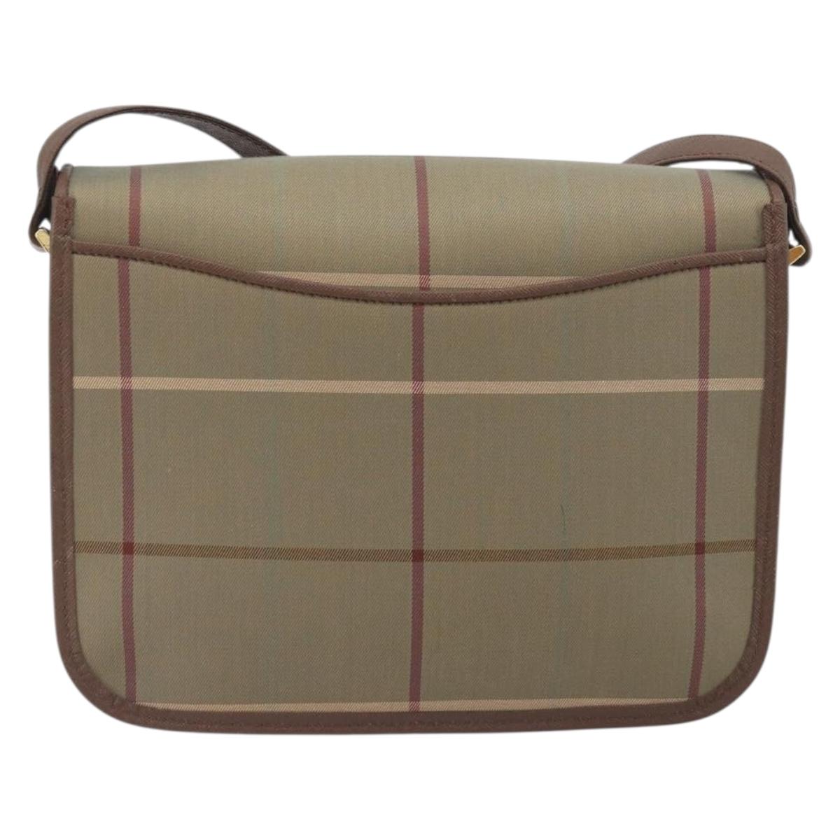 Burberrys Nova Check Shoulder Bag Canvas Beige Gold Tone Auth BA14831