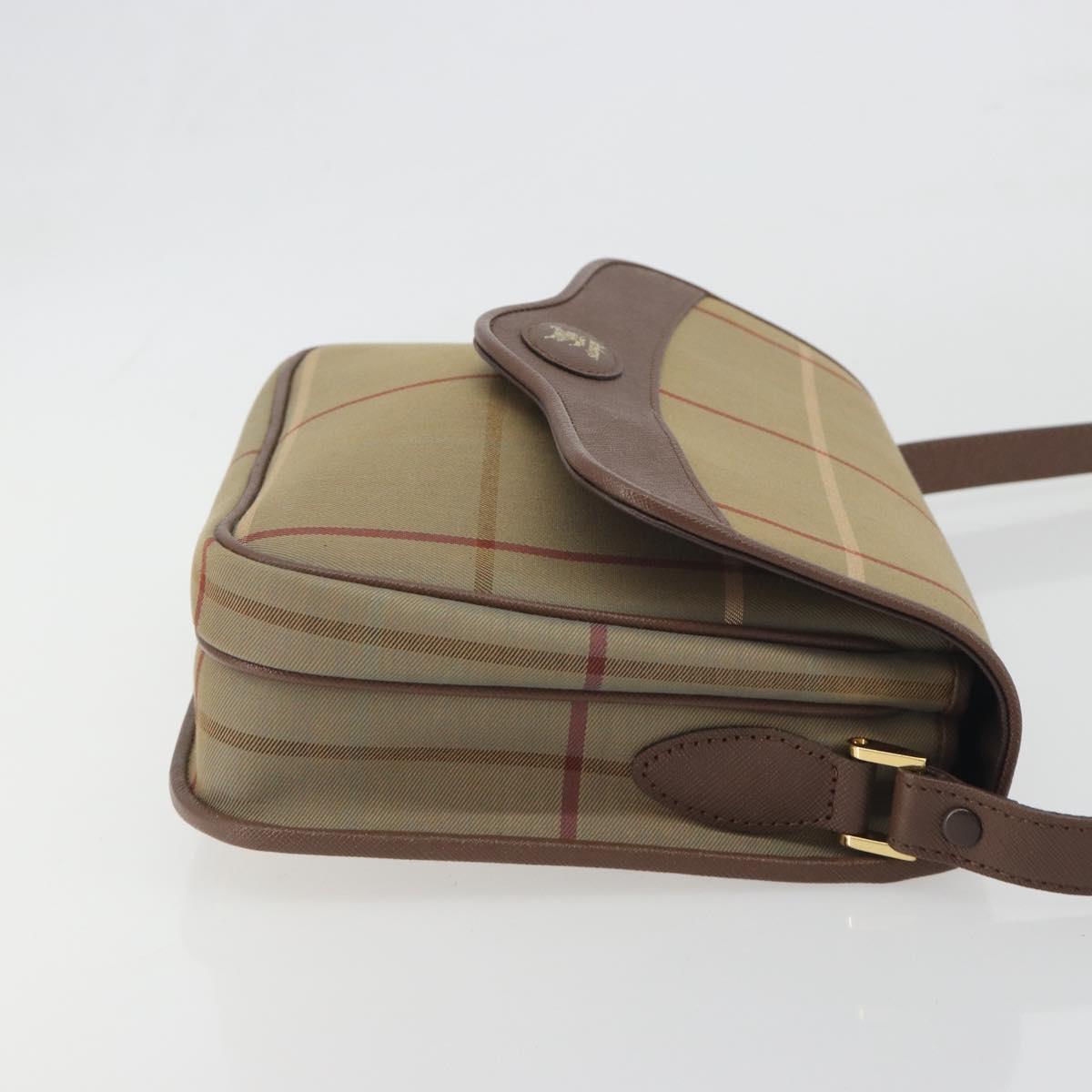 Burberrys Nova Check Shoulder Bag Canvas Beige Gold Tone Auth BA14831