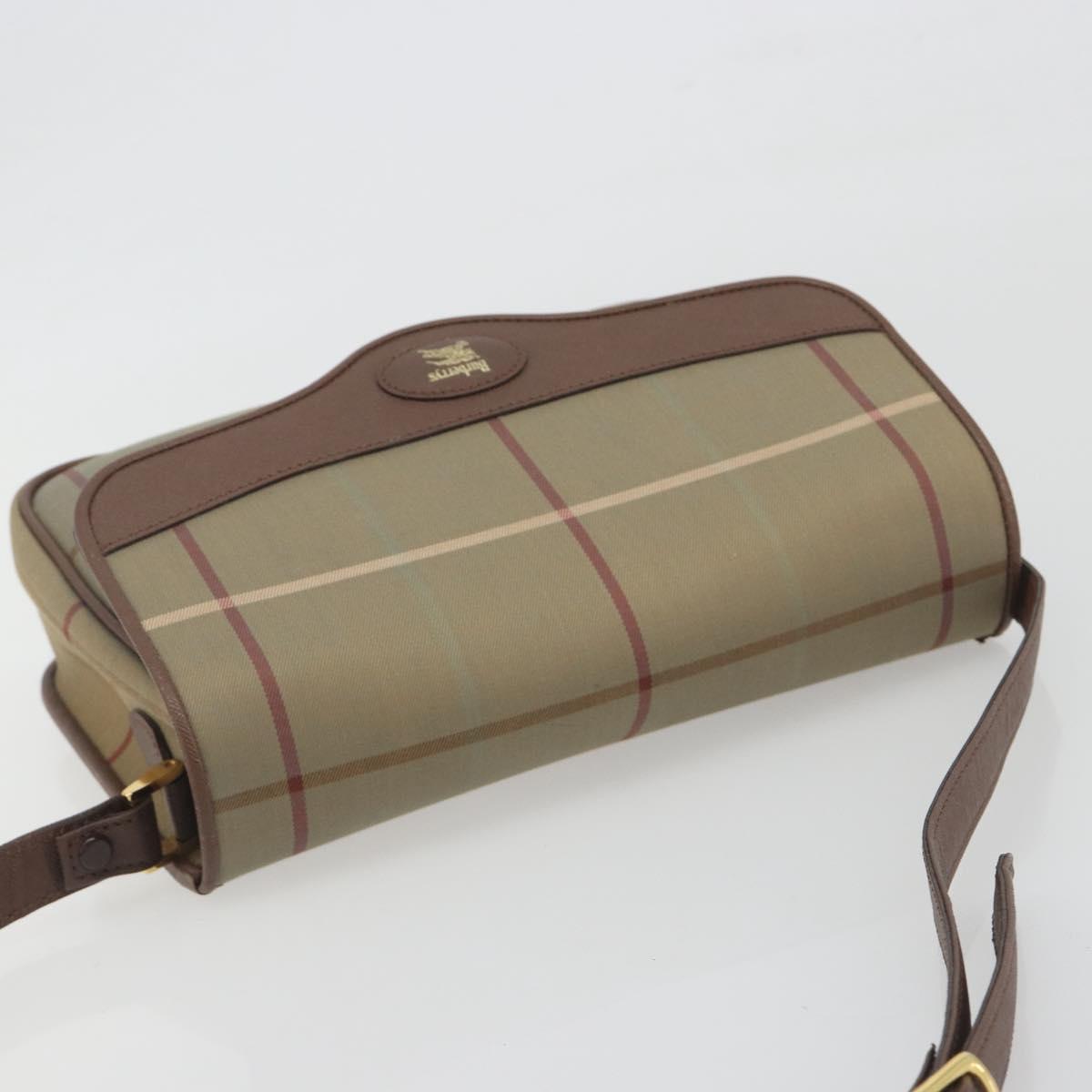 Burberrys Nova Check Shoulder Bag Canvas Beige Gold Tone Auth BA14831