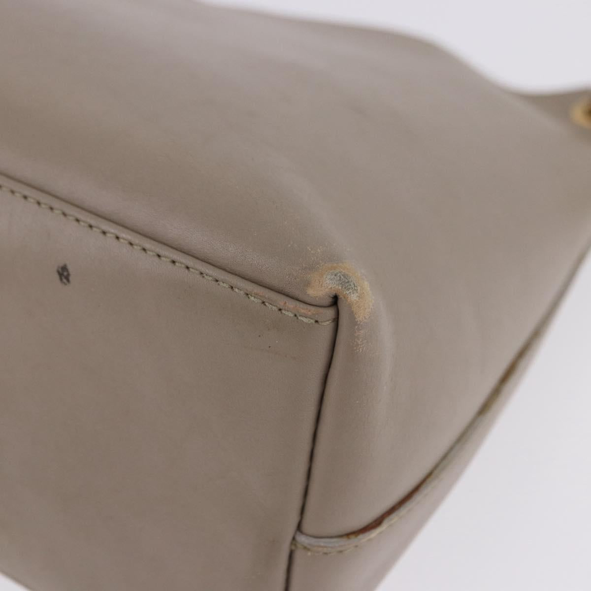 GUCCI Bamboo Shoulder Bag Leather Beige Gold Tone 001 2058 1883 Auth BA14832