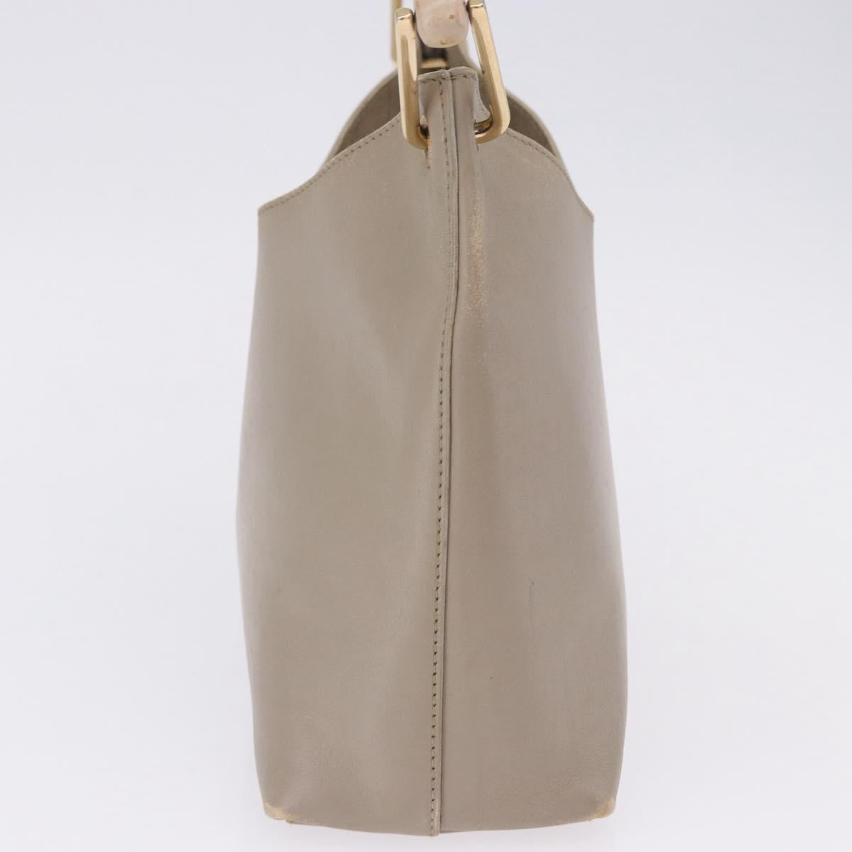 GUCCI Bamboo Shoulder Bag Leather Beige Gold Tone 001 2058 1883 Auth BA14832