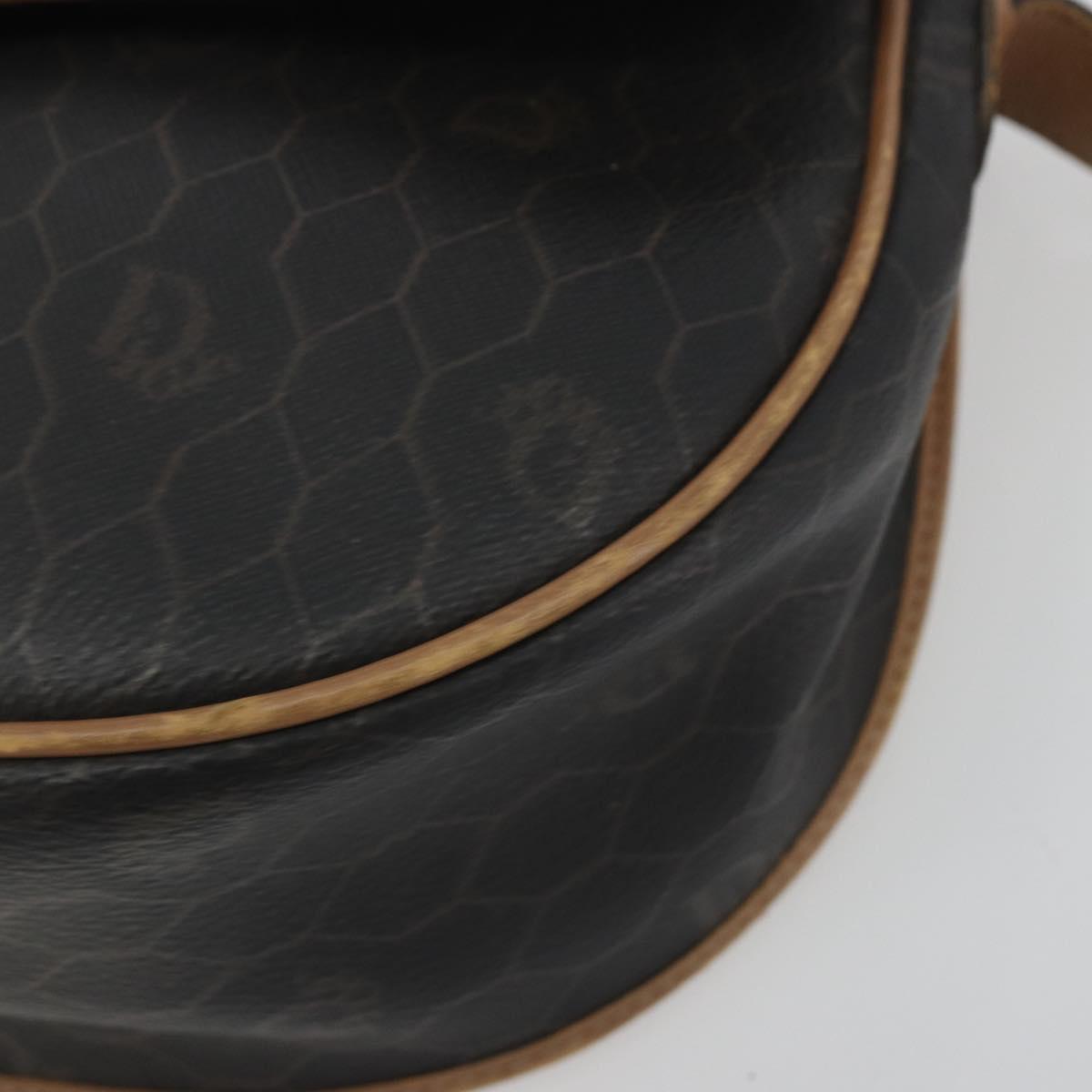 Christian Dior Honeycomb Shoulder Bag PVC Leather Black Gold Tone Auth BA14833