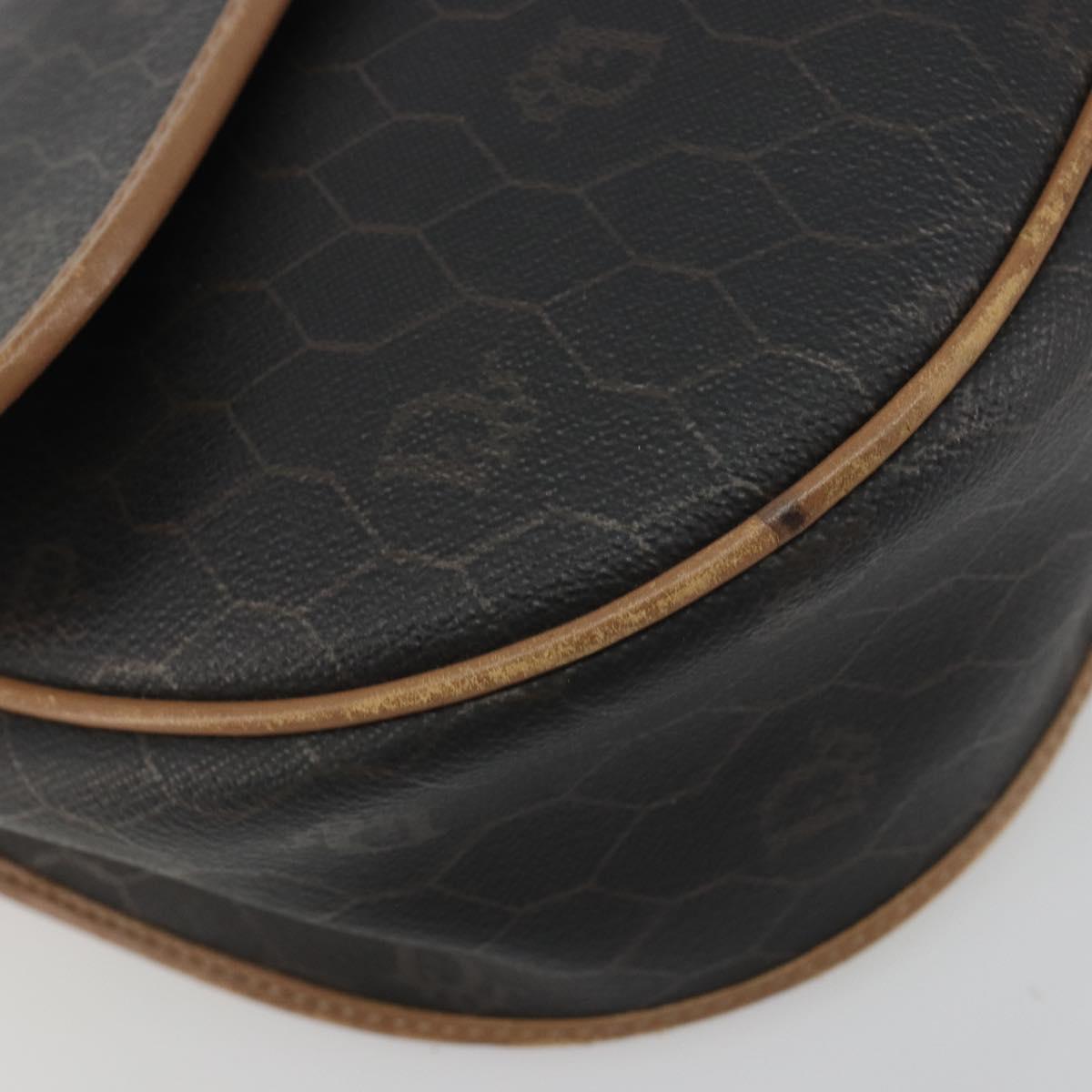 Christian Dior Honeycomb Shoulder Bag PVC Leather Black Gold Tone Auth BA14833
