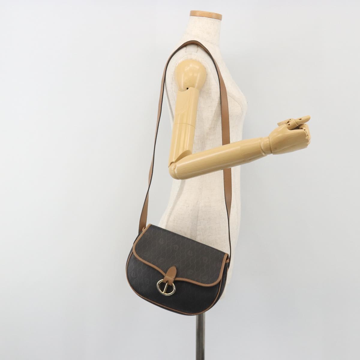 Christian Dior Honeycomb Shoulder Bag PVC Leather Black Gold Tone Auth BA14833