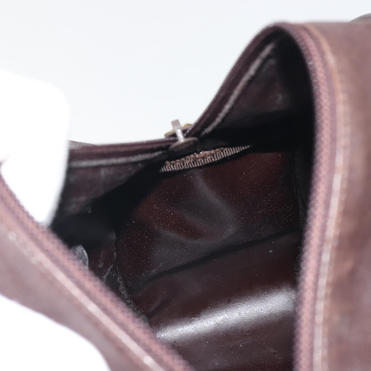 GUCCI Bamboo Hand Bag Leather Brown Gold Tone 000 3444 0575 Auth BA14834