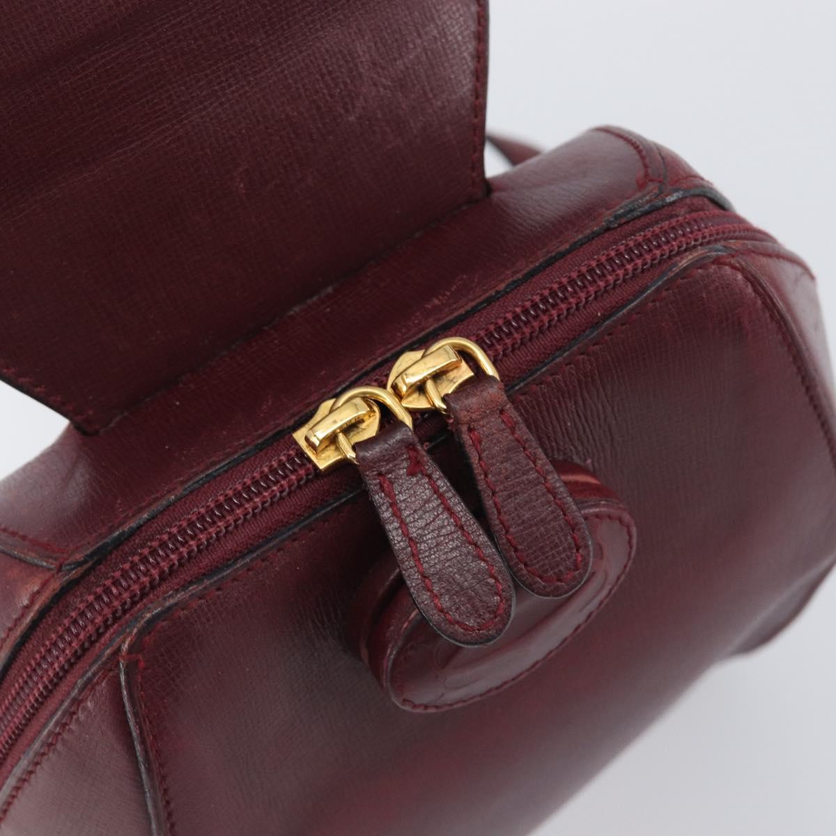 CARTIER Must Line Backpack Leather Bordeaux Gold Tone Auth BA14835