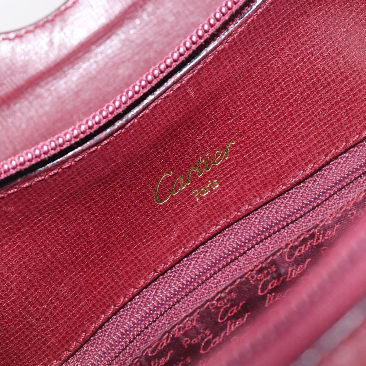 CARTIER Must Line Backpack Leather Bordeaux Gold Tone Auth BA14835