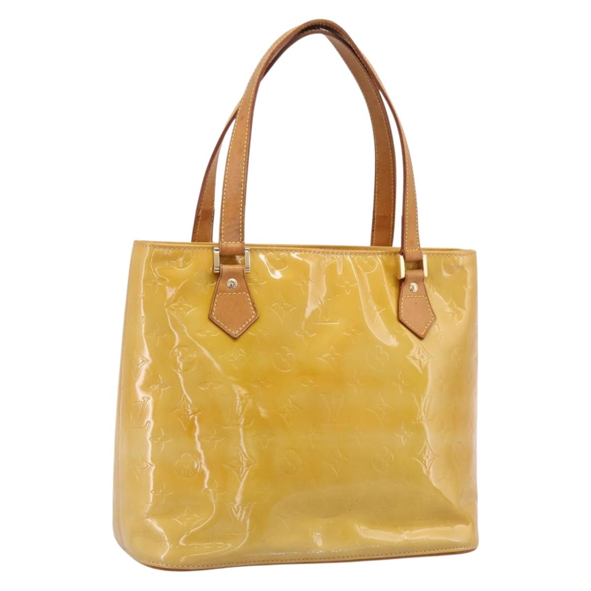 LOUIS VUITTON Monogram Vernis Houston Hand Bag Beige M91004 LV Auth BA14836