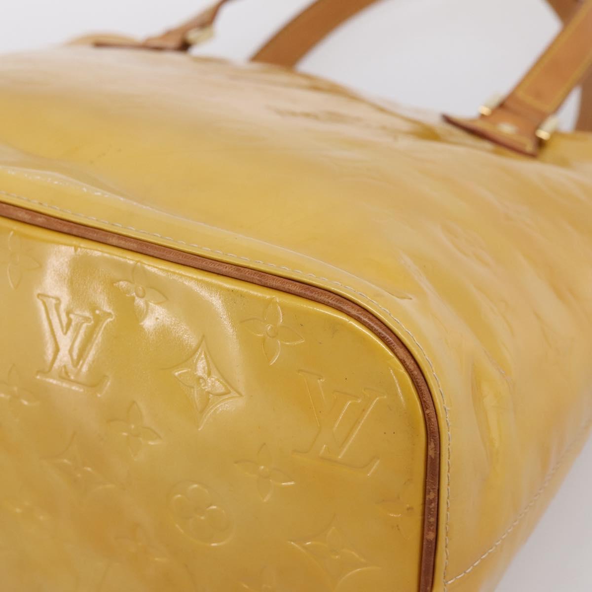 LOUIS VUITTON Monogram Vernis Houston Hand Bag Beige M91004 LV Auth BA14836
