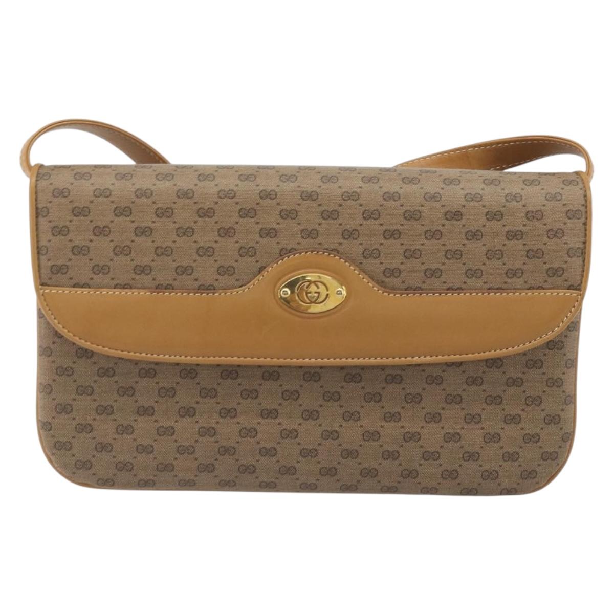 GUCCI Micro GG Shoulder Bag PVC Beige Gold Tone 004 106 0024 Auth BA14839A