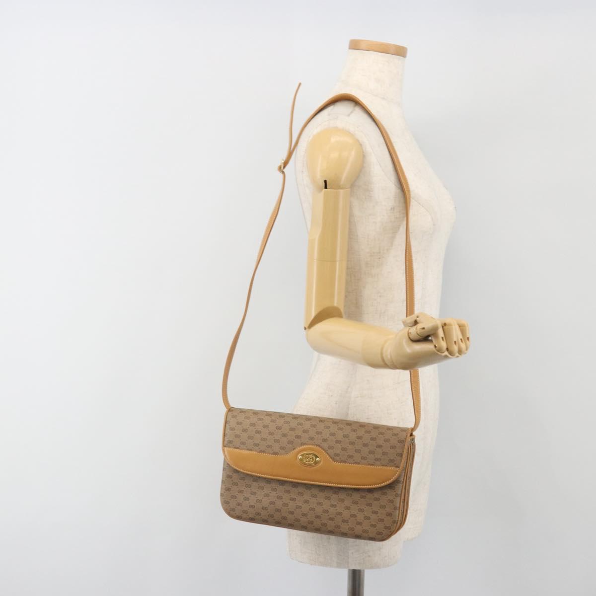 GUCCI Micro GG Shoulder Bag PVC Beige Gold Tone 004 106 0024 Auth BA14839A