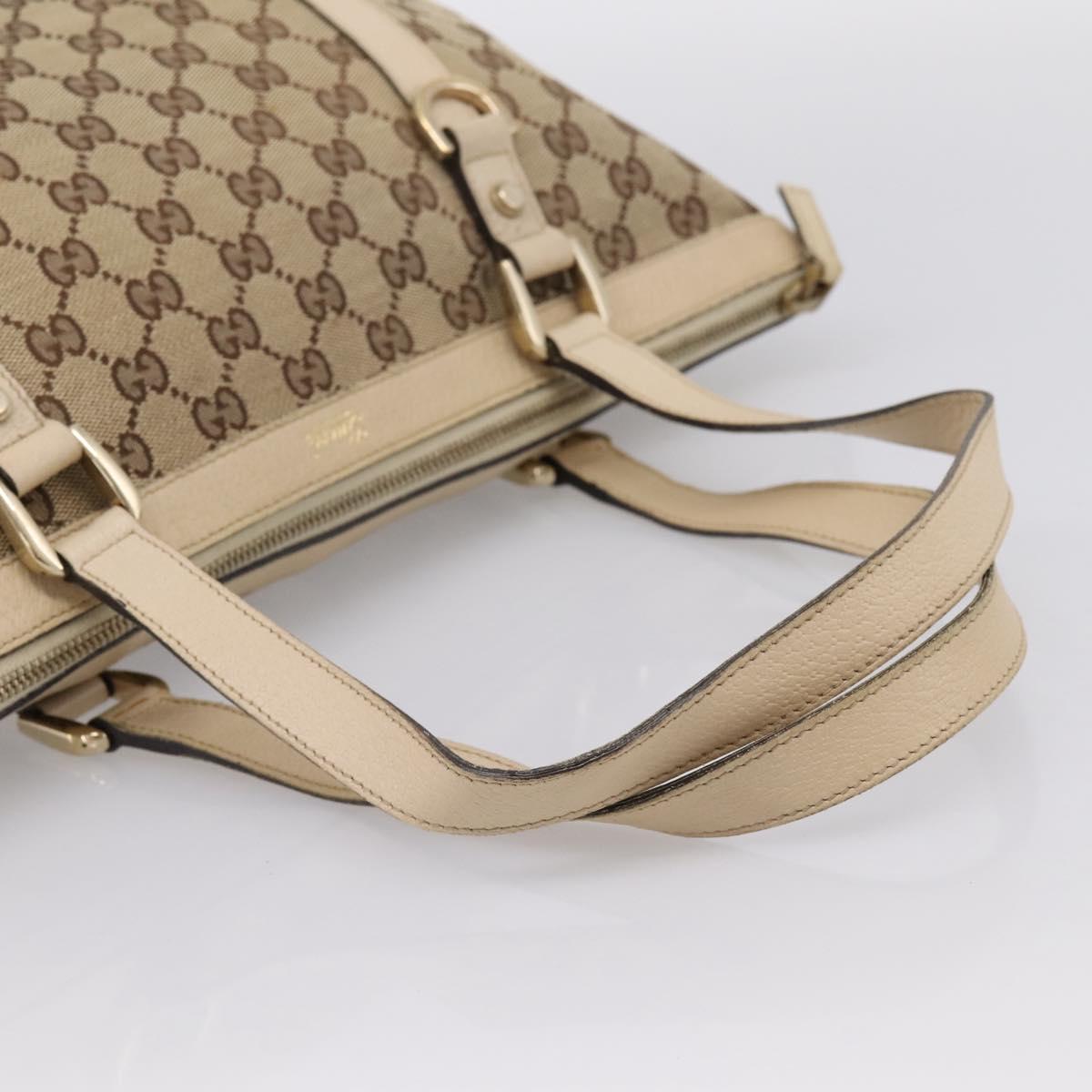 GUCCI GG Canvas Abbey Tote Bag Beige Gold Tone 141470 Auth BA14840