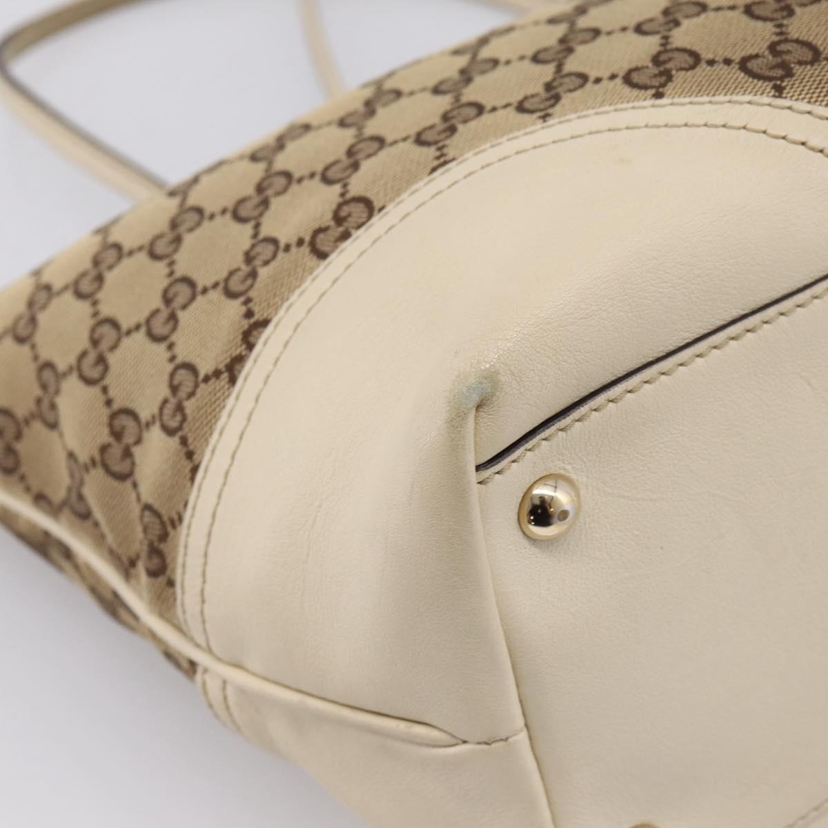 GUCCI GG Canvas Abbey Tote Bag Beige Gold Tone 169946 Auth BA14841