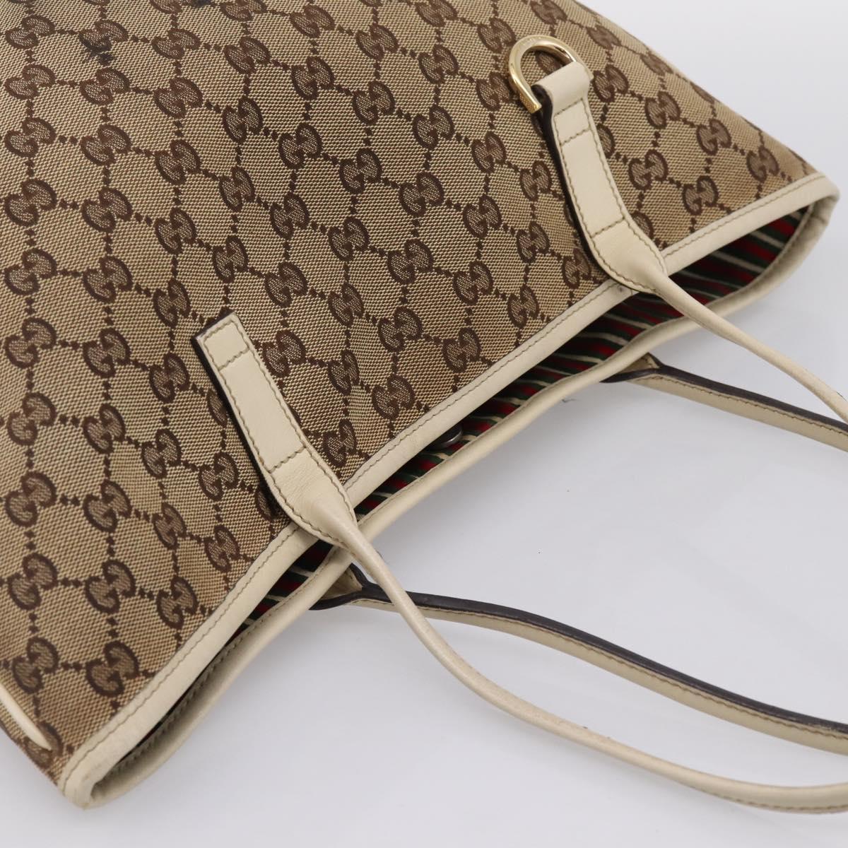 GUCCI GG Canvas Abbey Tote Bag Beige Gold Tone 169946 Auth BA14841