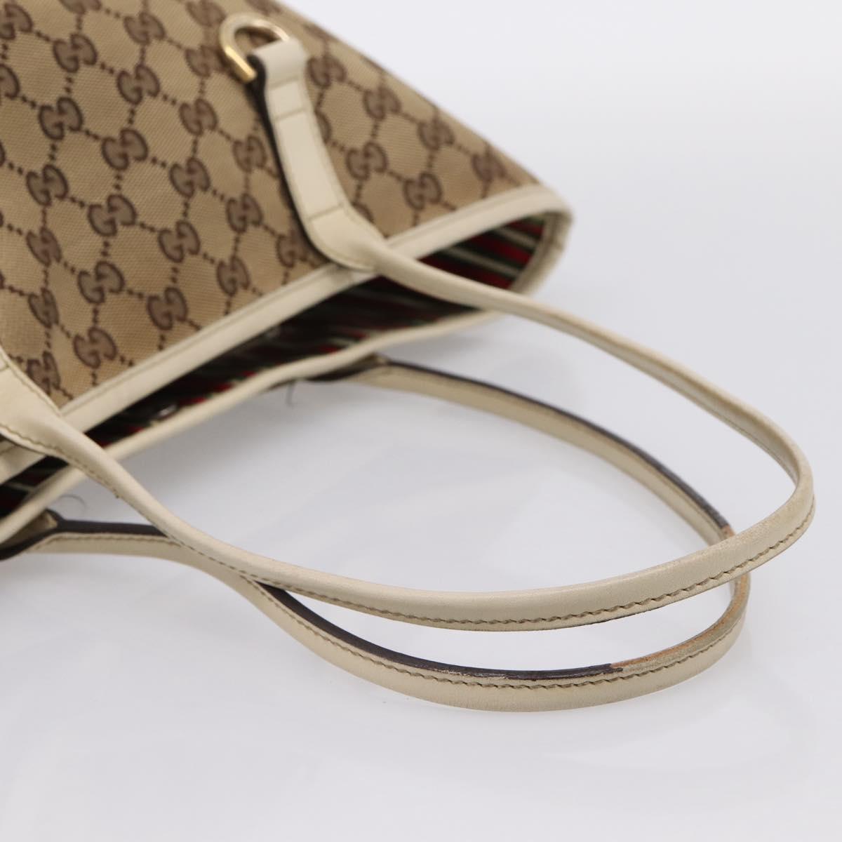 GUCCI GG Canvas Abbey Tote Bag Beige Gold Tone 169946 Auth BA14841