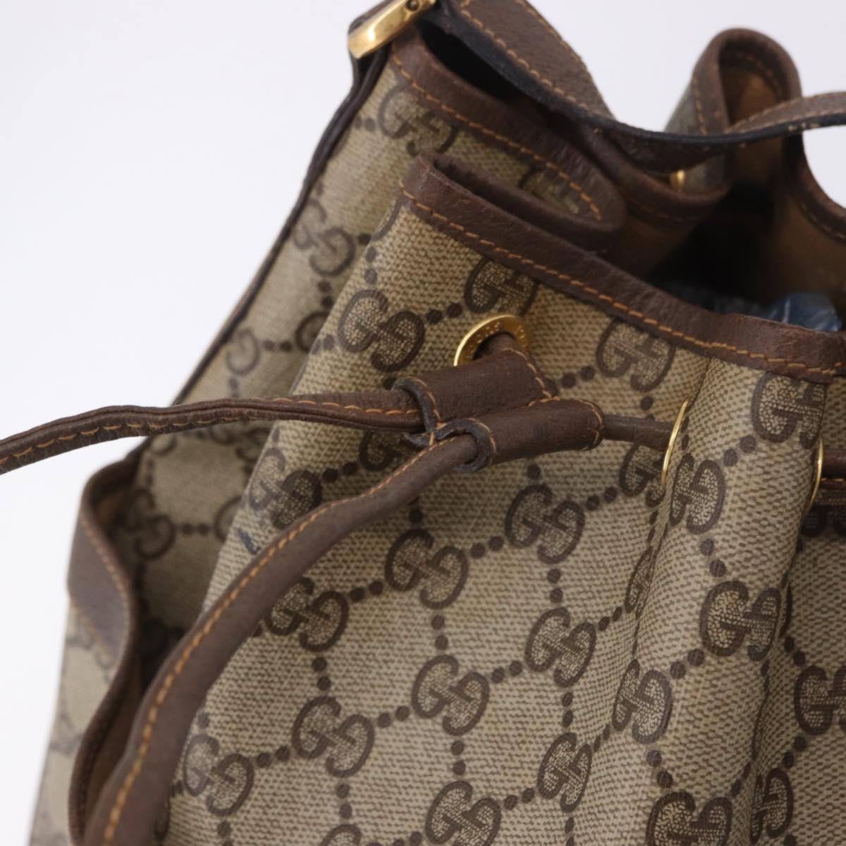 GUCCI GG Supreme Shoulder Bag PVC Beige Gold Tone 001 084 0853 Auth BA14846
