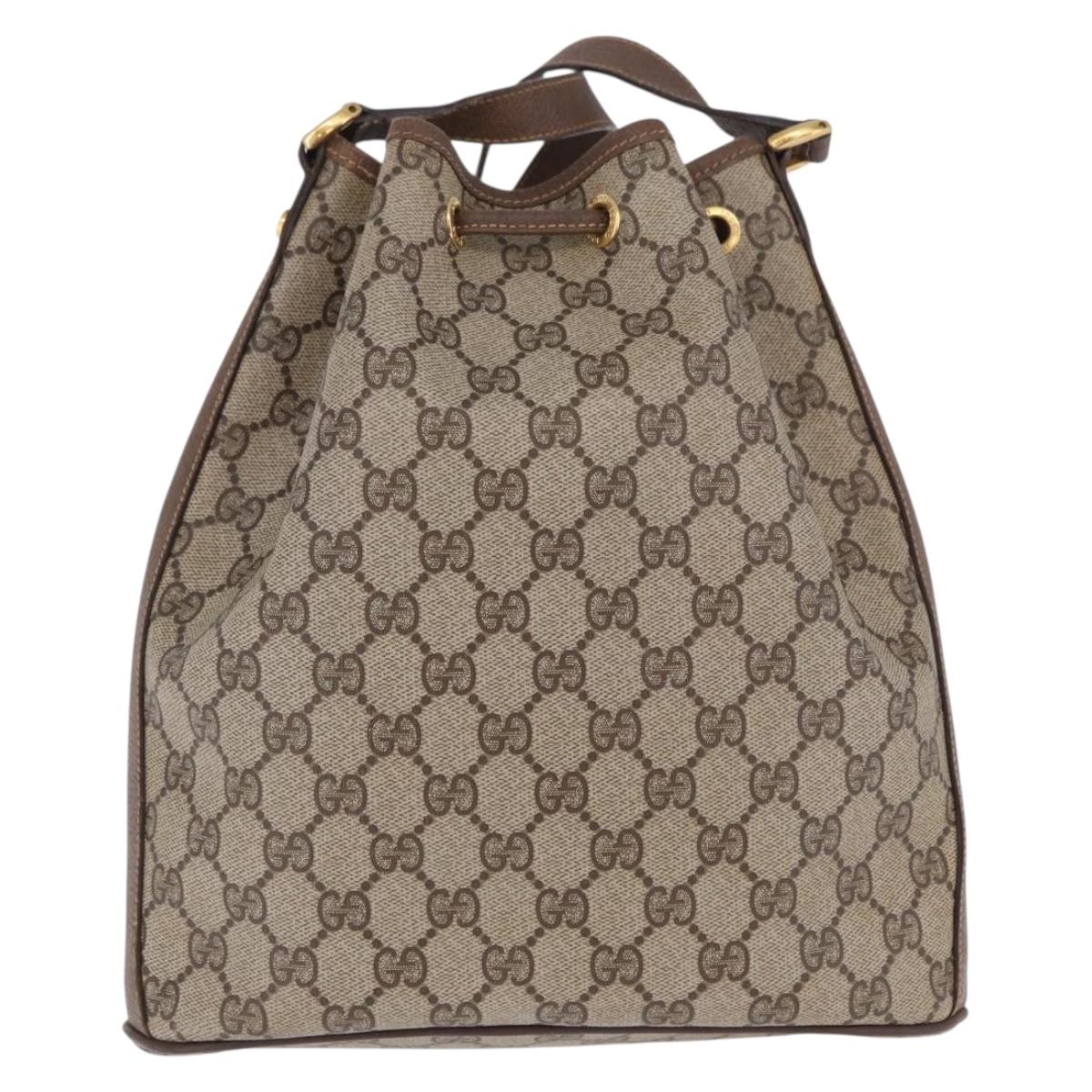 GUCCI GG Supreme Shoulder Bag PVC Beige Gold Tone 001 084 0853 Auth BA14846