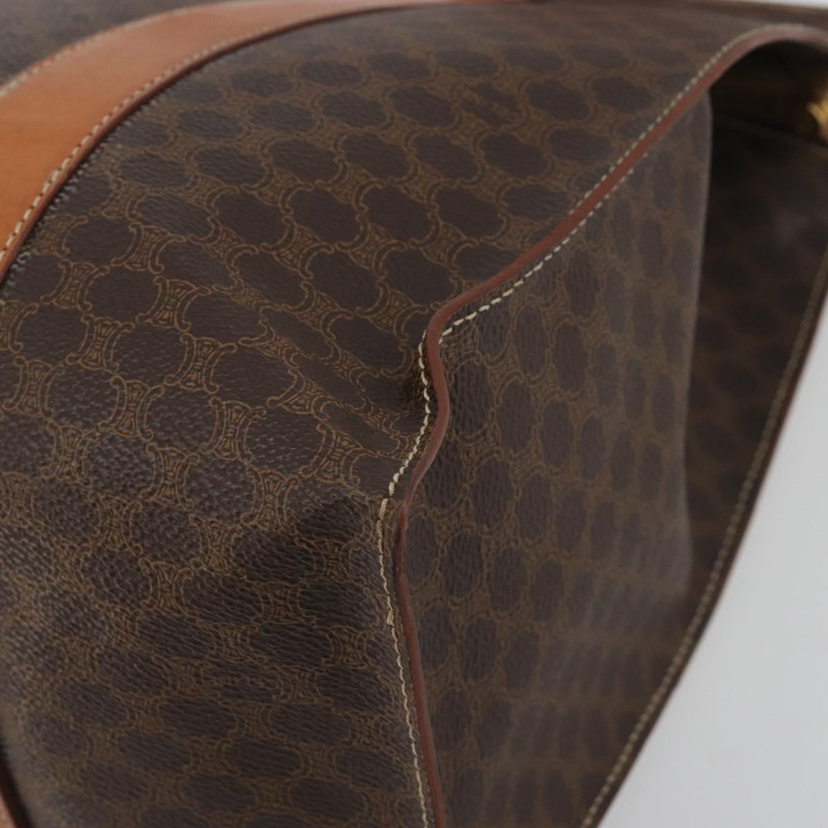 CELINE Macadam Tote Bag PVC Leather Brown Gold Tone Auth BA14854A