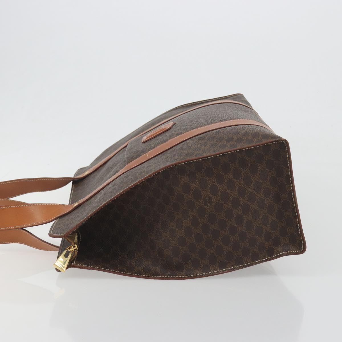 CELINE Macadam Tote Bag PVC Leather Brown Gold Tone Auth BA14854A