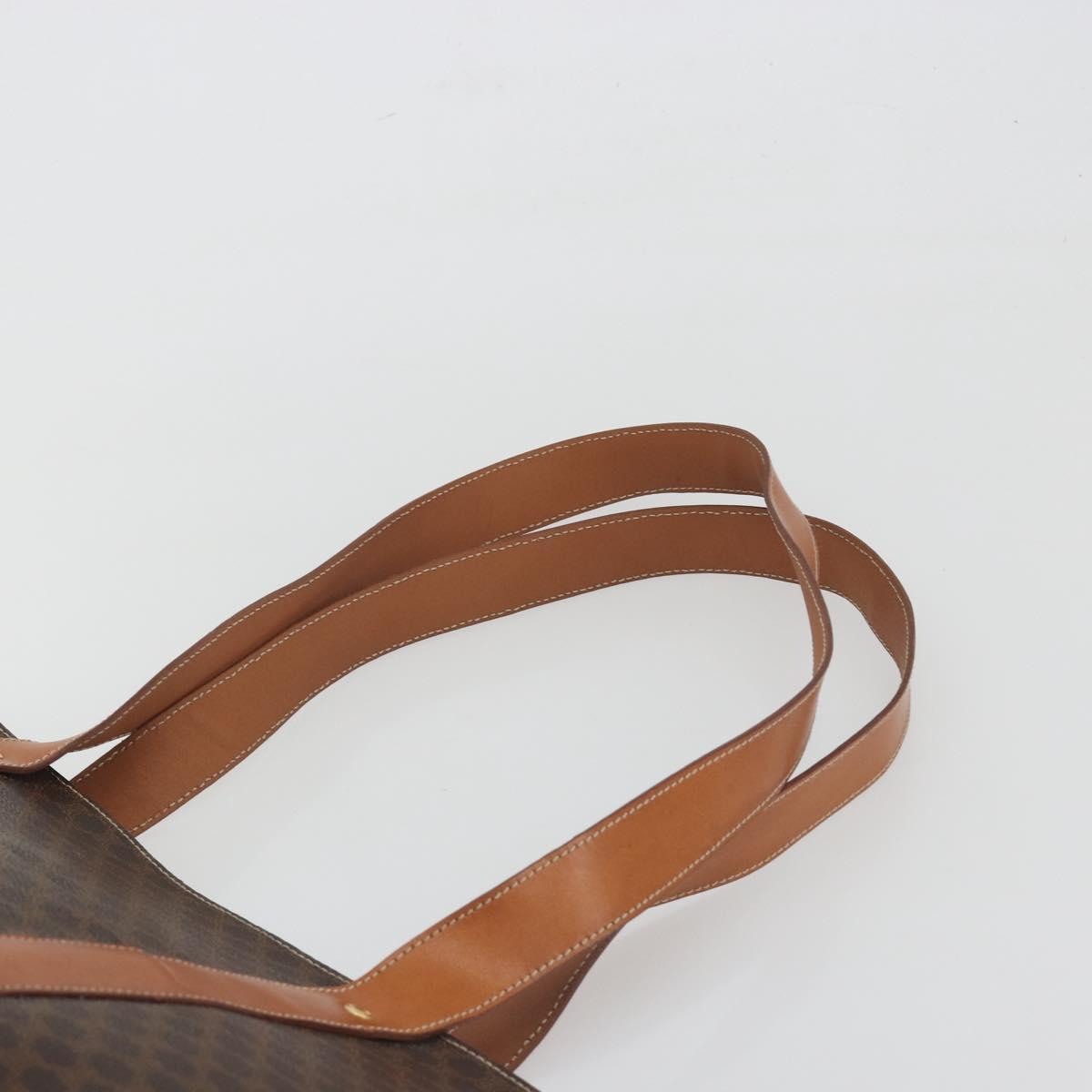 CELINE Macadam Tote Bag PVC Leather Brown Gold Tone Auth BA14854A