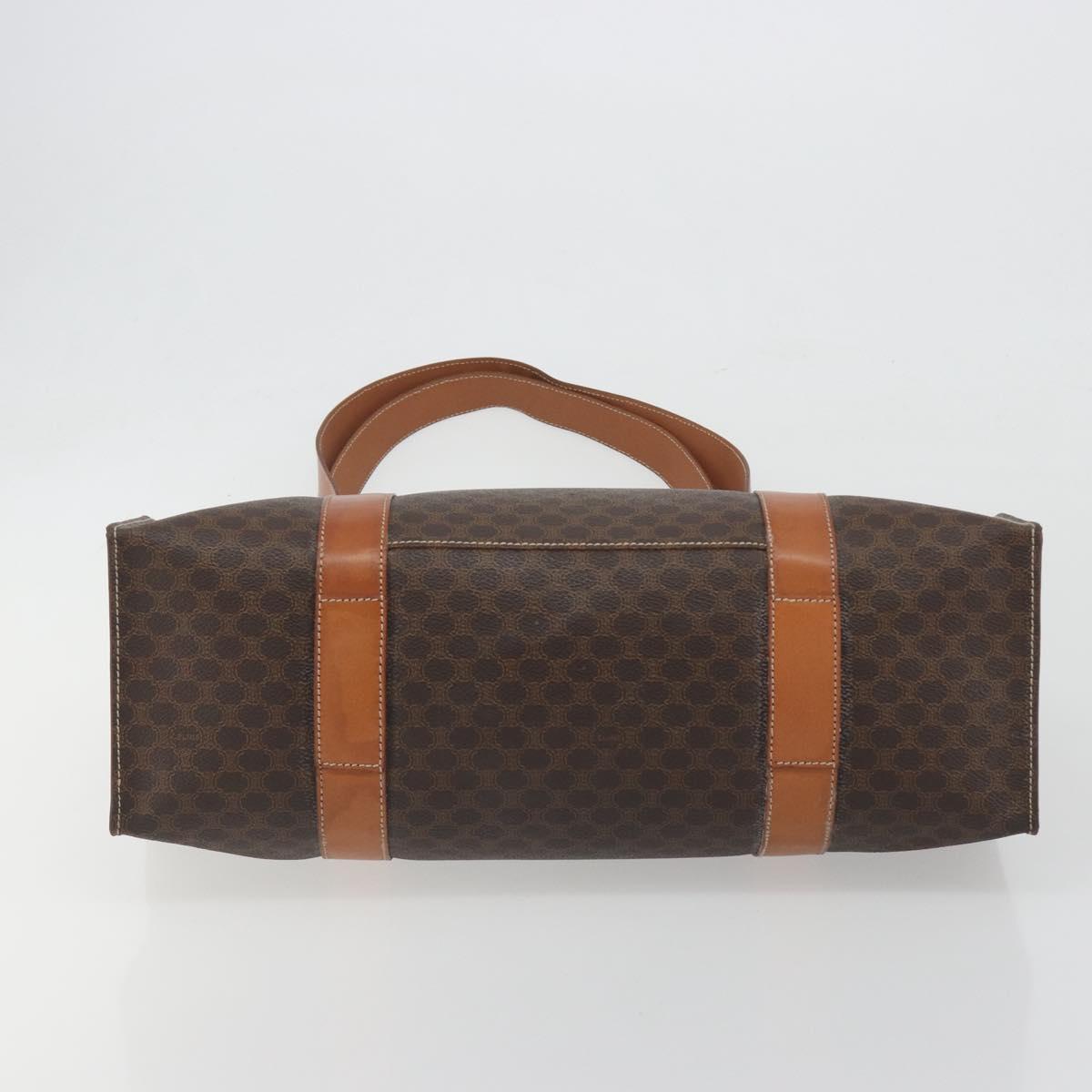 CELINE Macadam Tote Bag PVC Leather Brown Gold Tone Auth BA14854A