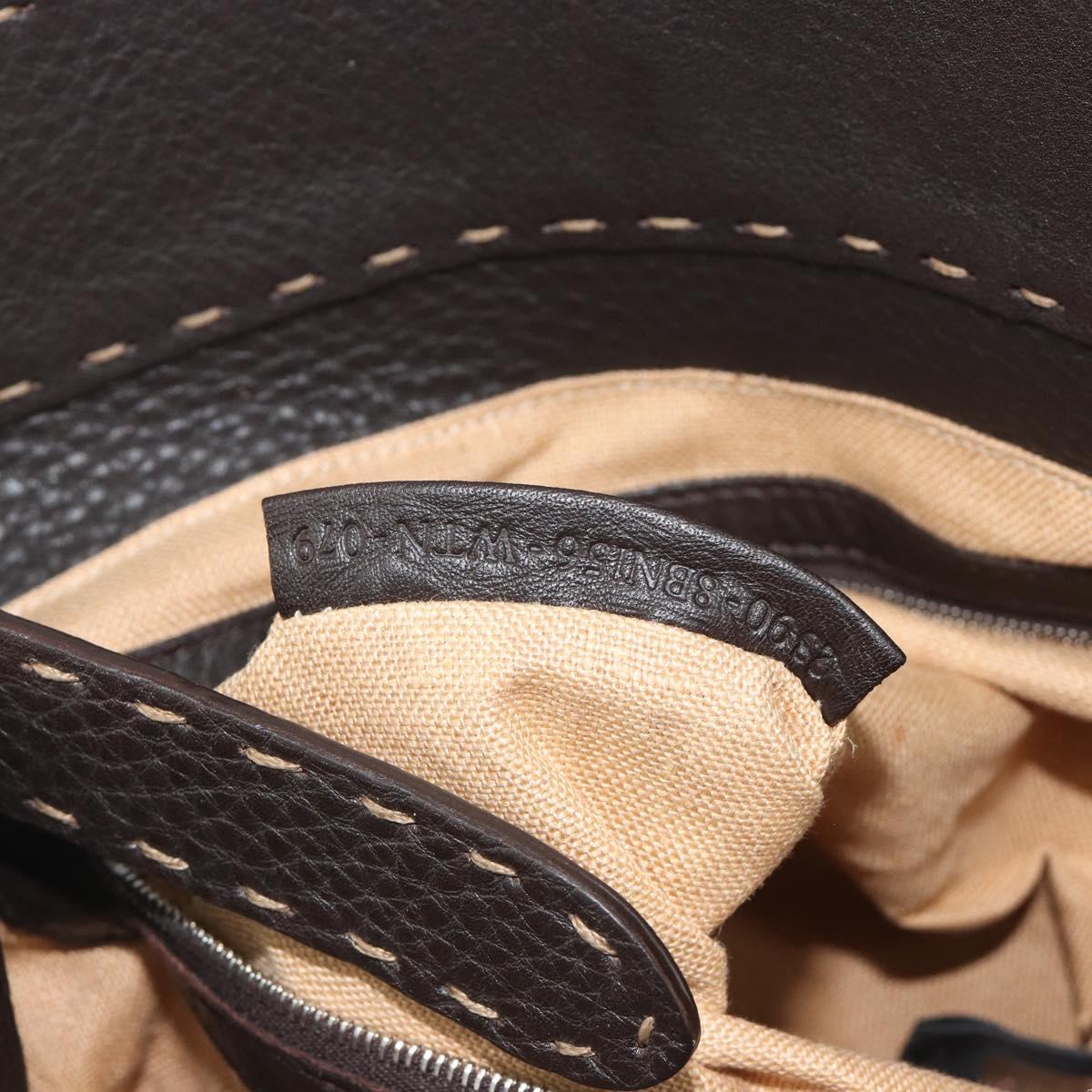 FENDI Celeria Hand Bag Canvas Brown Silver 8BN156 Auth BA14857