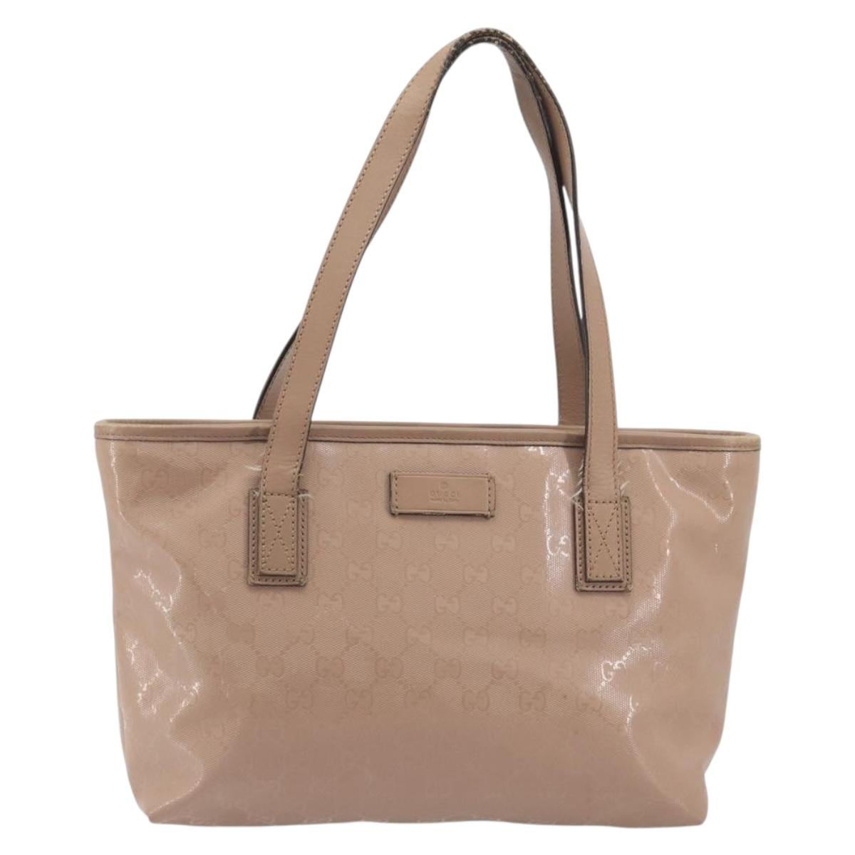 GUCCI GG Implementation Tote Bag PVC Leather Pink Gold Tone 211138 Auth BA14858