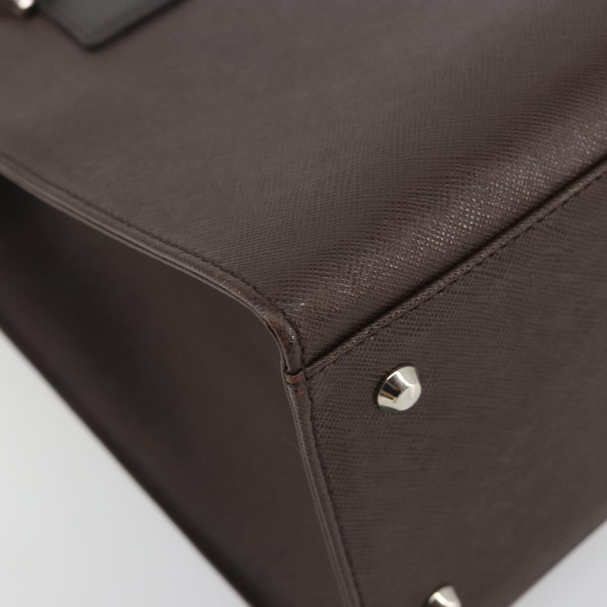 BURBERRY Hand Bag Leather Brown Silver Auth BA14870A
